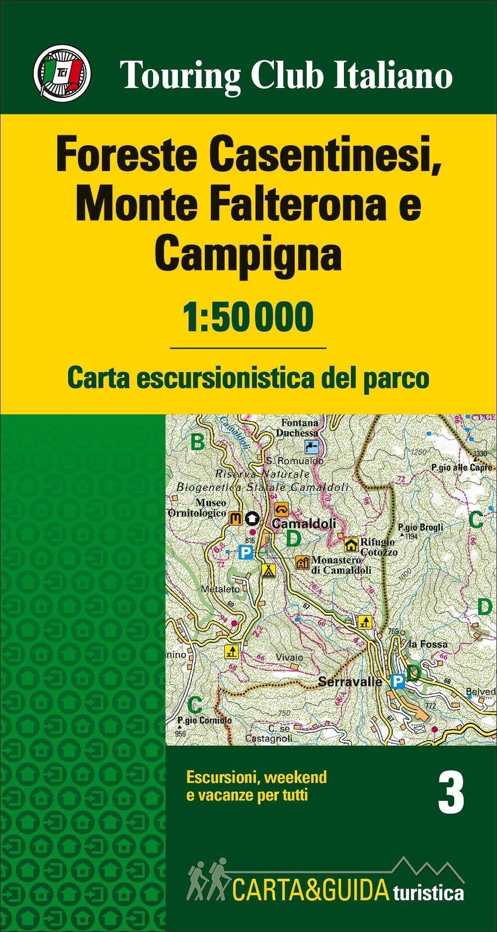 Carte détaillée + guide - Parc national de la Forêt Casentinesi, Mont Falterona et Campigna (Toscane) | Touring Club Italiano carte routière Touring Club Italiano Default Title