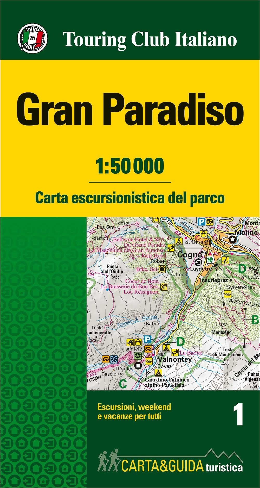 Carte détaillée + guide - Parc national du Grand Paradis (Piémont, vallée d'Aoste) | Touring Club Italiano carte routière Touring Club Italiano Default Title