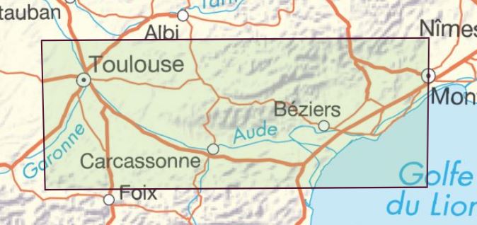 Carte détaillée - Canal du Midi, de Toulouse à l'étang de Thau | IGN carte routière IGN