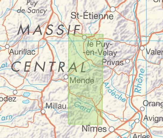 Carte détaillée - Chemins de Stevenson | IGN carte de randonnée IGN