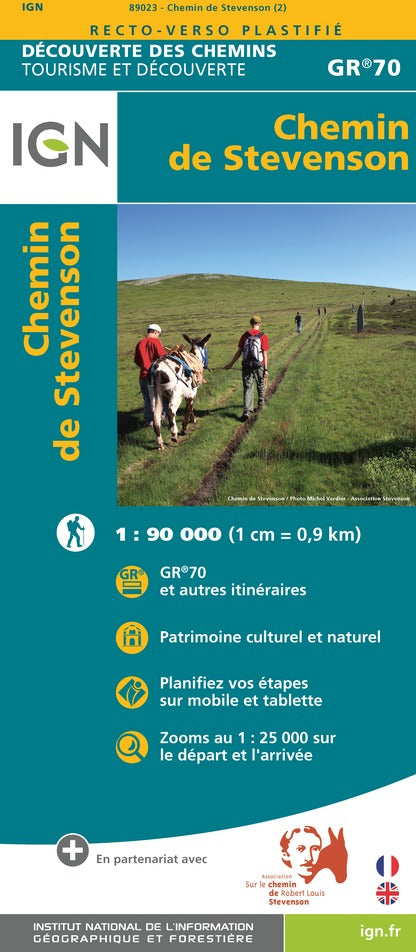 Carte détaillée - Chemins de Stevenson | IGN carte pliée IGN 