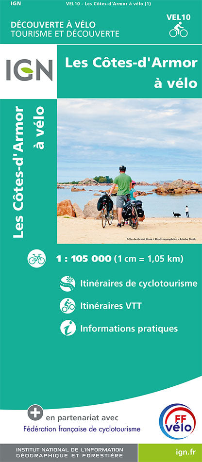 Carte détaillée - Côtes-d'Armor à vélo | IGN carte pliée IGN 
