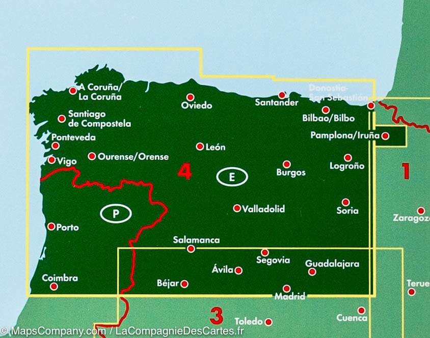 Carte détaillée du nord de l'Espagne (spéciale pèlerinage de St Jacques) | Freytag &amp; Berndt - La Compagnie des Cartes