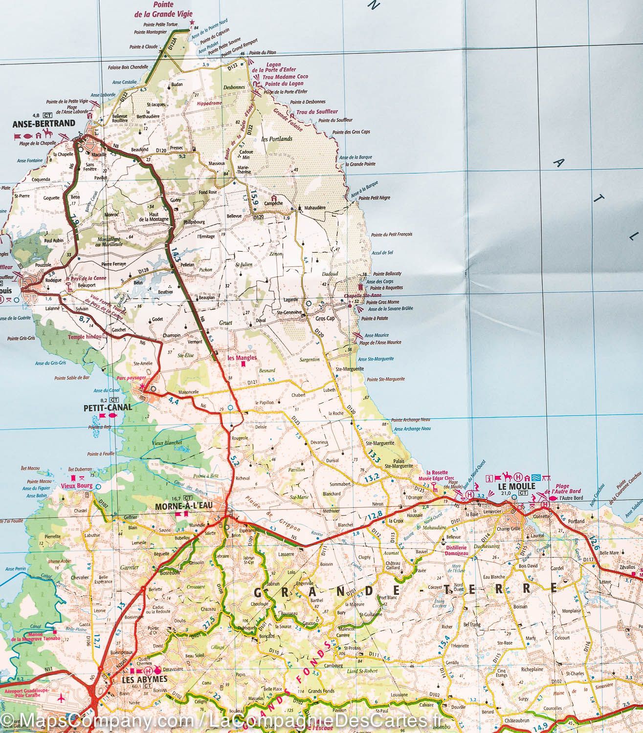 Carte détaillée - Guadeloupe, Saint Martin, Saint Barthélemy | IGN carte routière IGN