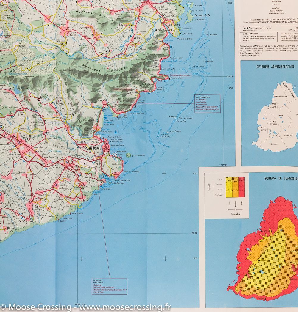 Carte détaillée - Ile Maurice | IGN carte routière IGN