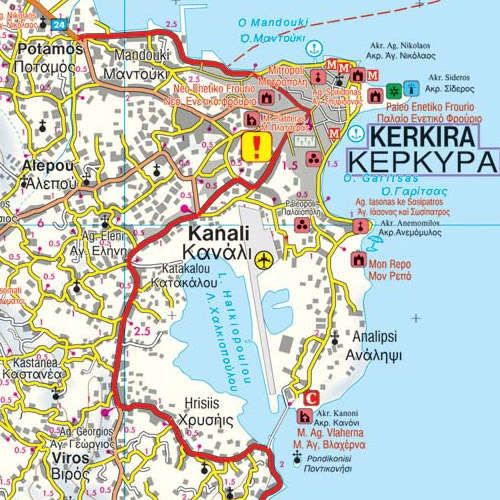 Carte détaillée - Ile de Corfou (Grèce) au 1,50 000 | Freytag & Berndt carte routière Freytag & Berndt