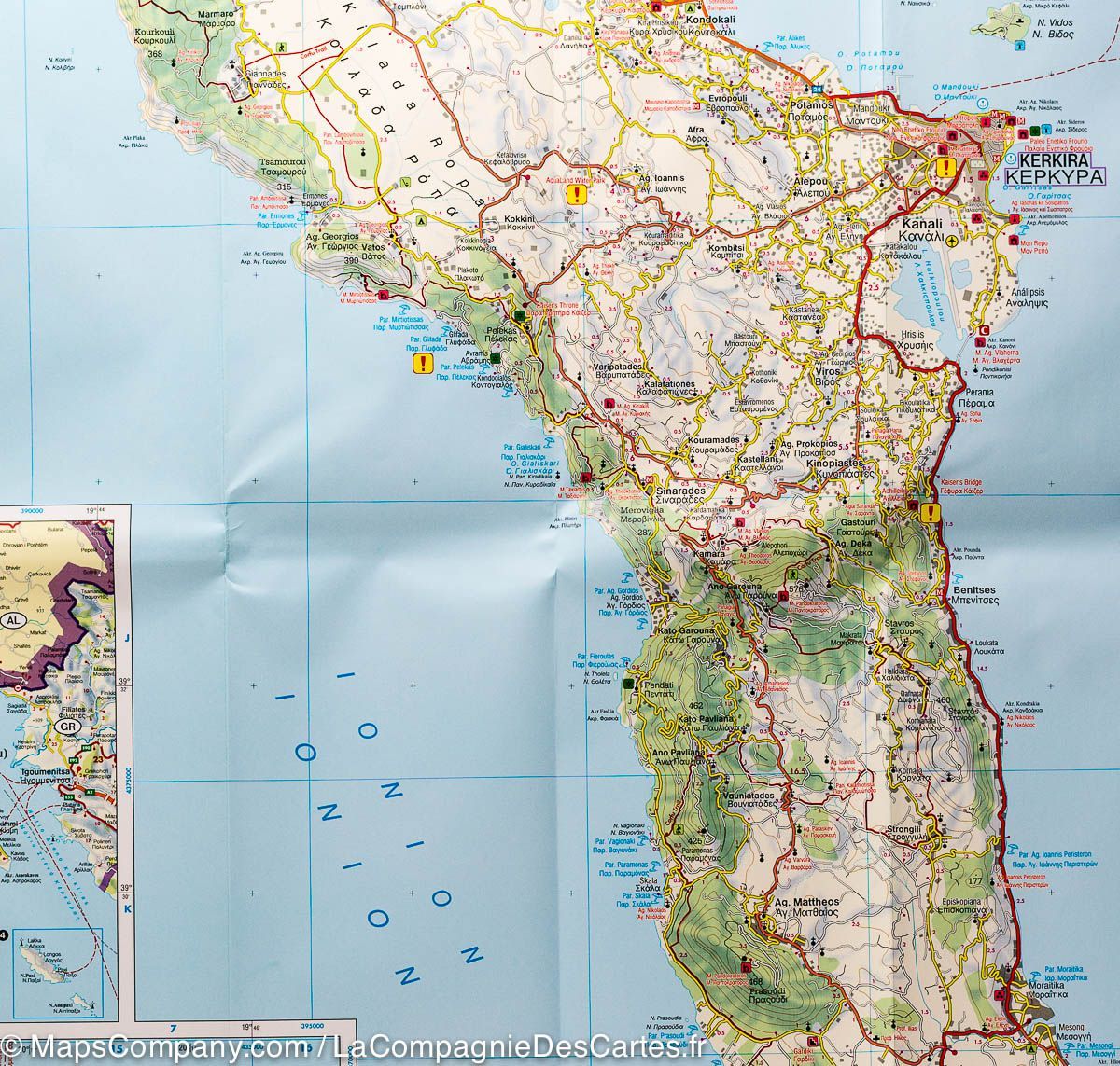 Carte détaillée - Ile de Corfou (Grèce) au 1,50 000 | Freytag & Berndt carte routière Freytag & Berndt
