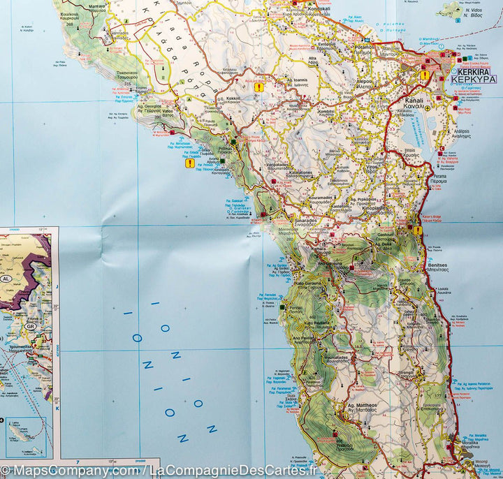 Carte détaillée - Ile de Corfou (Grèce) au 1,50 000 | Freytag & Berndt carte routière Freytag & Berndt
