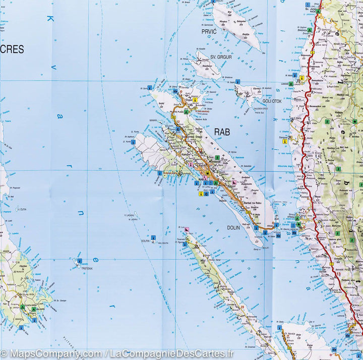 Carte détaillée de l&rsquo;Ile de Cres (Croatie) | Freytag &amp; Berndt - La Compagnie des Cartes