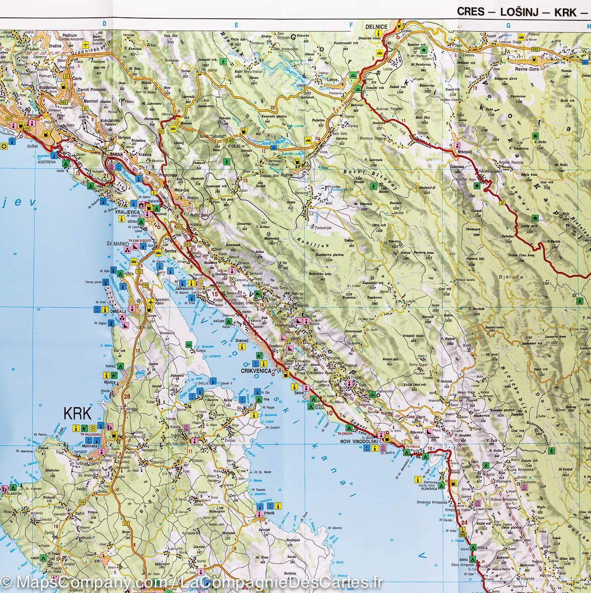 Carte détaillée - Ile de Cres (Croatie) | Freytag & Berndt carte routière Freytag & Berndt