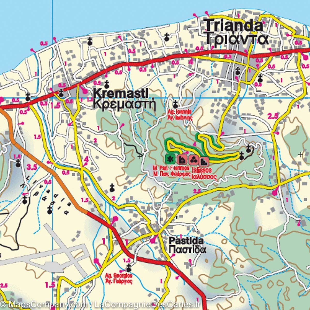 Carte détaillée - Ile de Rhodes (Grèce) | Freytag & Berndt carte routière Freytag & Berndt