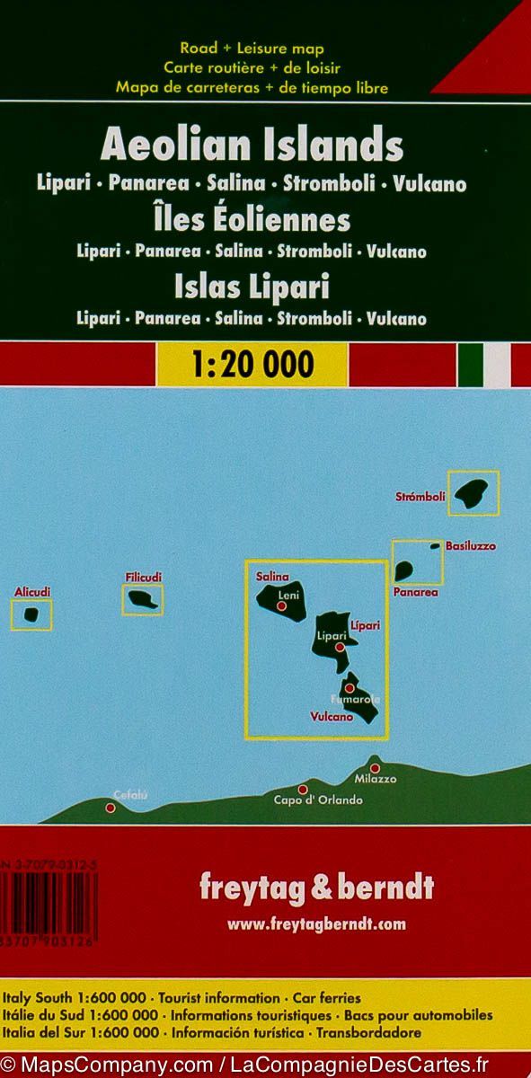 Carte détaillée des Iles Eoliennes (Italie) | Freytag &#038; Berndt - La Compagnie des Cartes