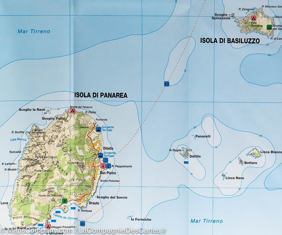 Carte détaillée des Iles Eoliennes (Italie) | Freytag &#038; Berndt - La Compagnie des Cartes