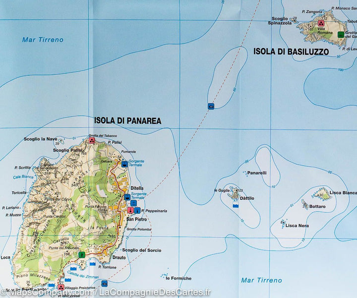 Carte détaillée des Iles Eoliennes (Italie) | Freytag &#038; Berndt - La Compagnie des Cartes