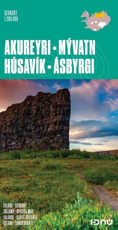 Carte détaillée - Islande Nord : Akureyri, Myvatn, Husavik, Asbyrgi | Ferdakort carte pliée Ferdakort 
