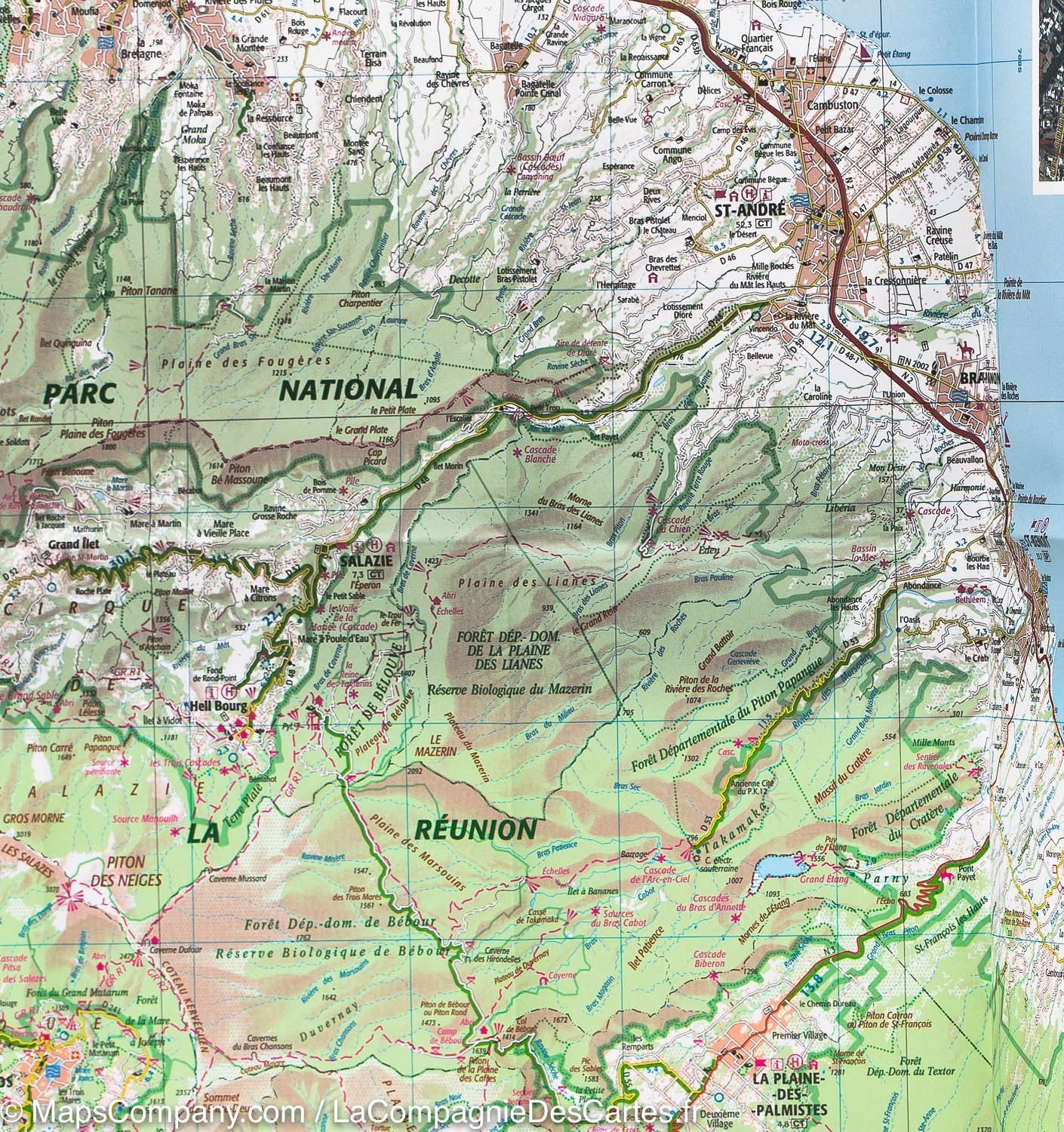 Carte détaillée - La Réunion | IGN carte routière IGN