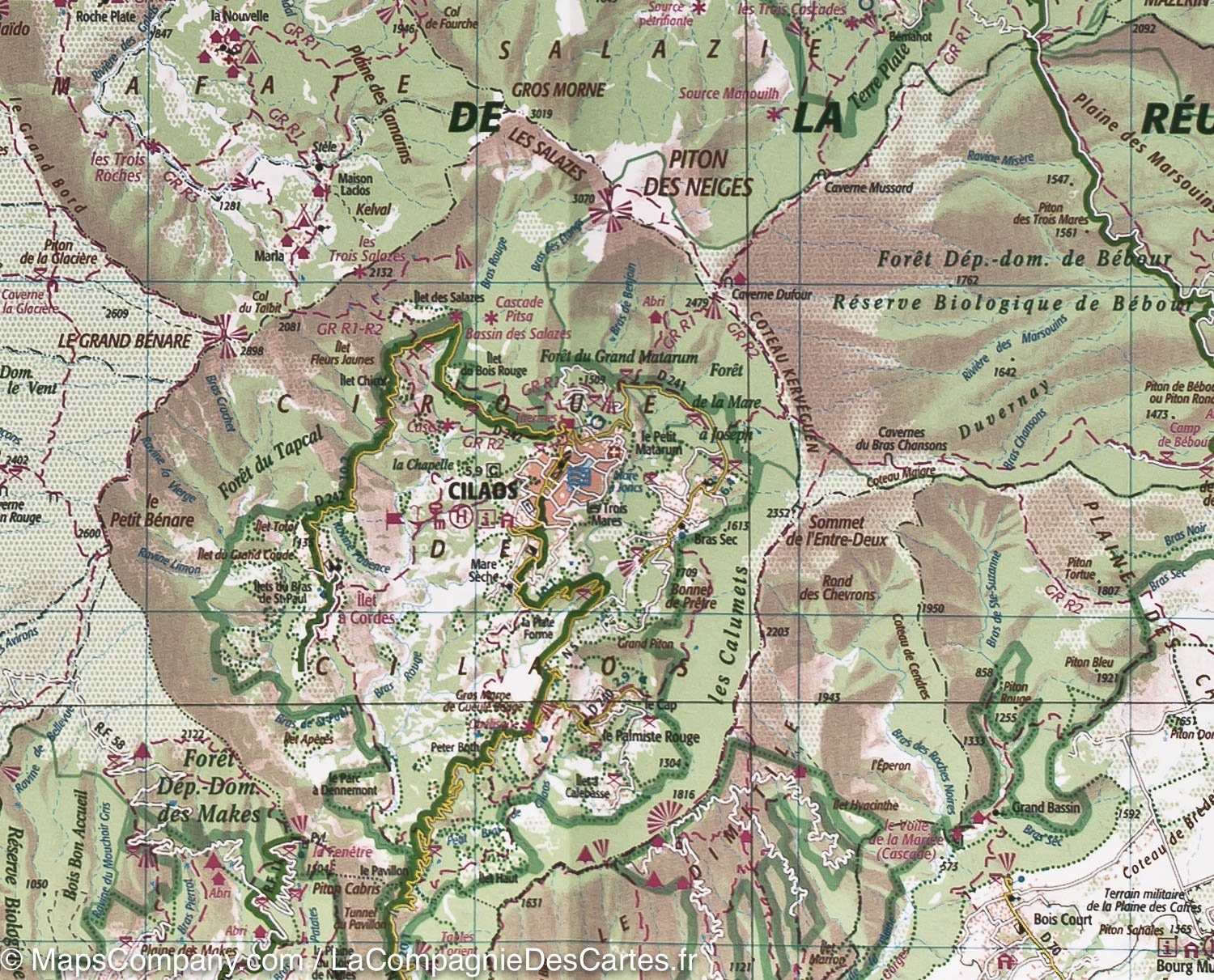 Carte détaillée - La Réunion | IGN carte routière IGN