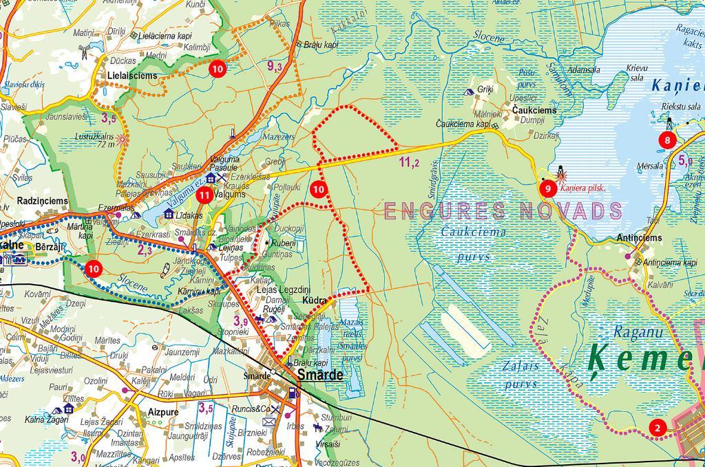 Carte détaillée - Parc national de Kemeri (Lettonie) | Jana Seta carte de randonnée Jana Seta