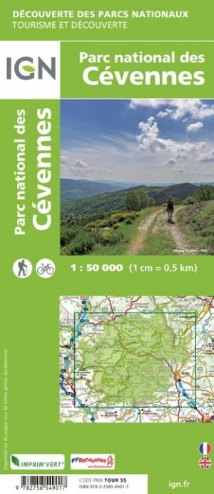 Carte détaillée - Parc National des Cévennes | IGN carte pliée IGN 