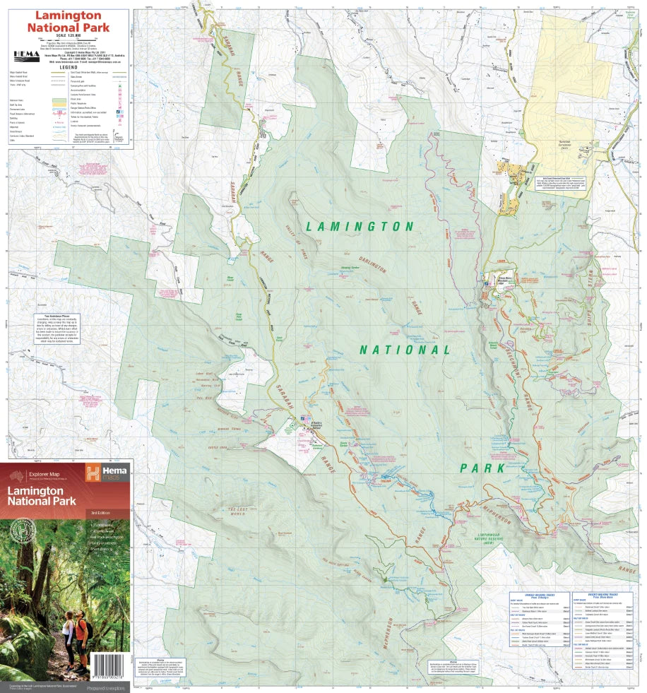 Carte détaillée - Parc national Lamington (Queensland) | Hema Maps carte de randonnée Hema Maps