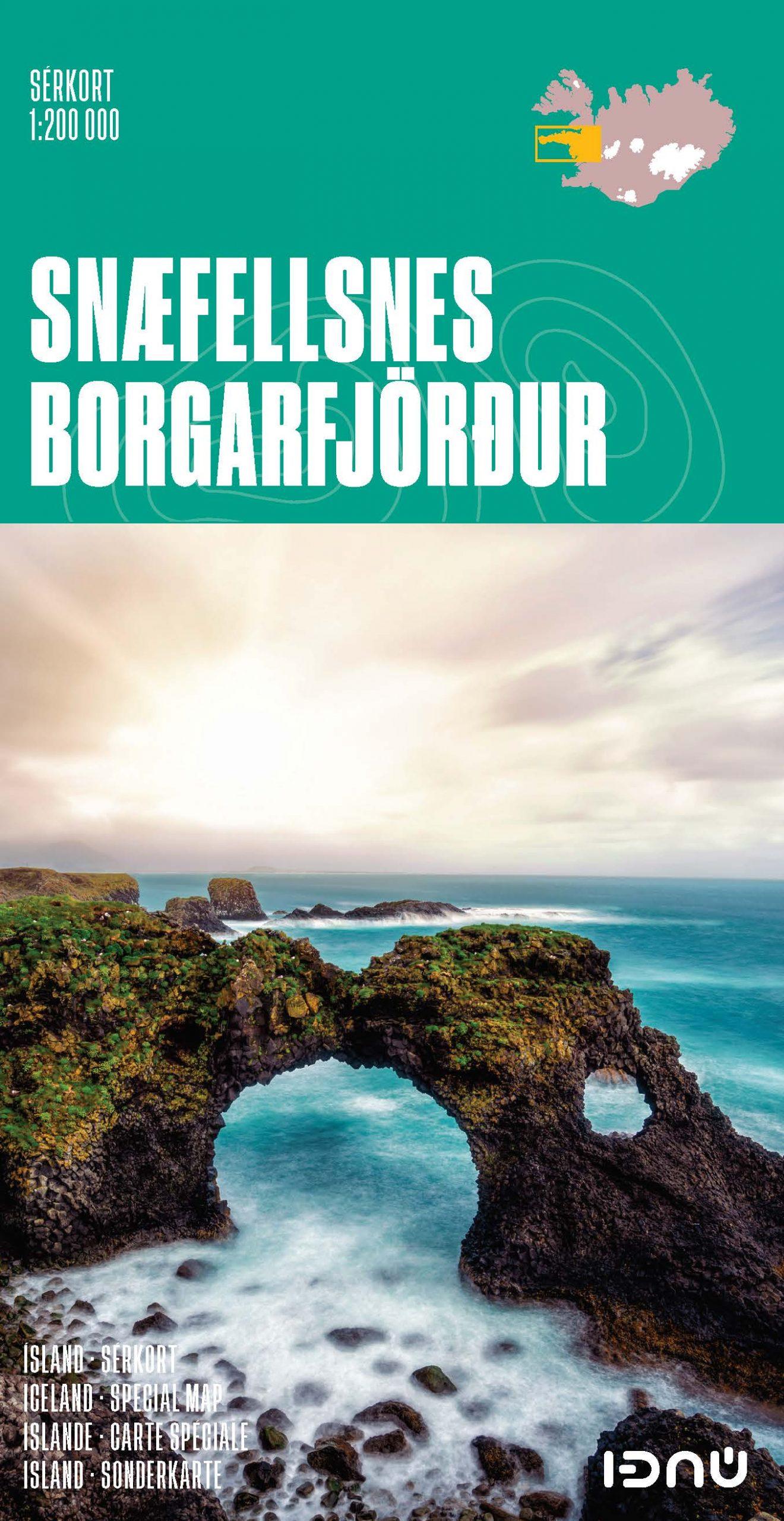 Carte détaillée - Péninsule de Snaefellsnes & fjord Borgarfjördur (Islande) | Ferdakort carte routière Ferdakort