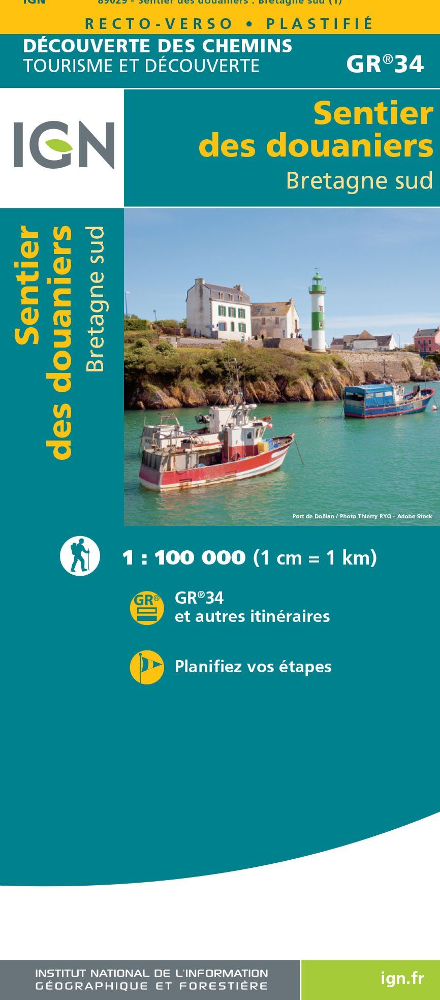 Carte détaillée - Sentier des douaniers (Bretagne sud) - GR34 | IGN carte de randonnée IGN