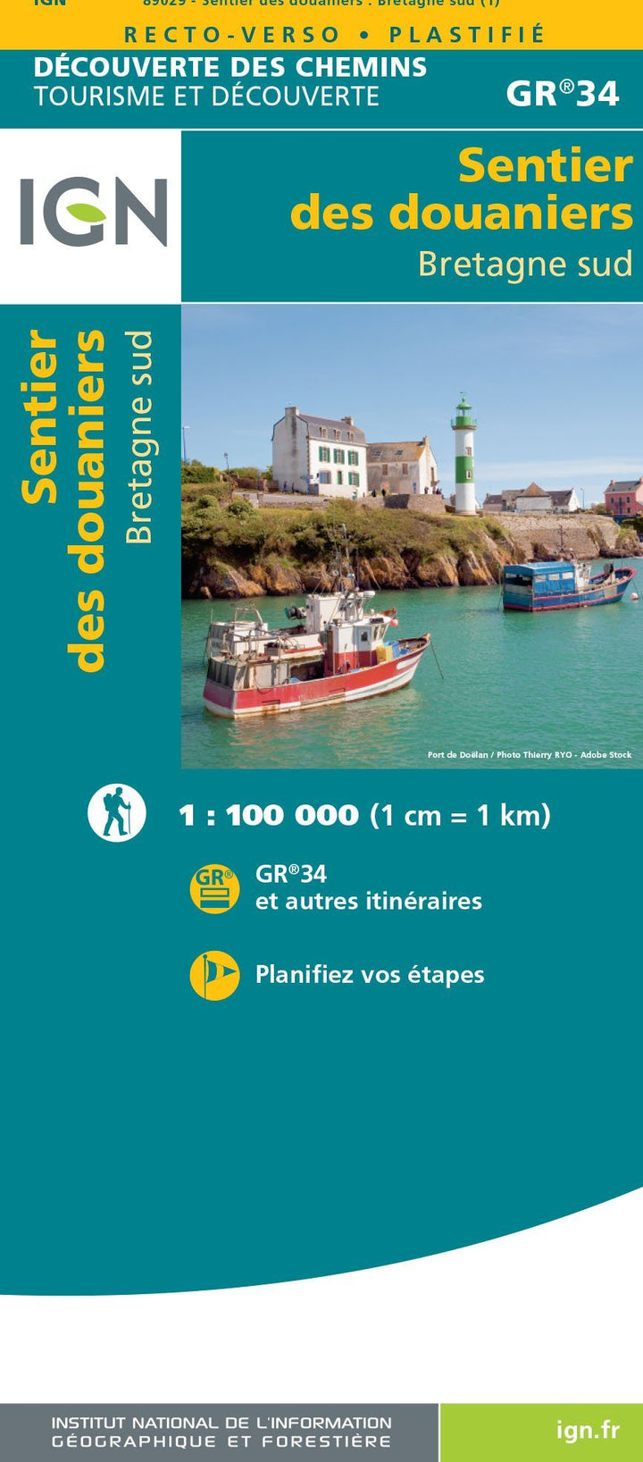Carte détaillée - Sentier des douaniers (Bretagne sud) - GR34 | IGN carte de randonnée IGN