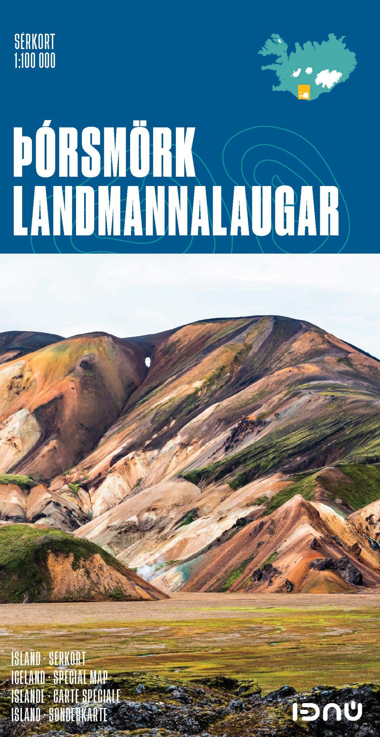 Carte détaillée - Thorsmork & Landmannalaugar (Islande) | Ferdakort carte routière Ferdakort