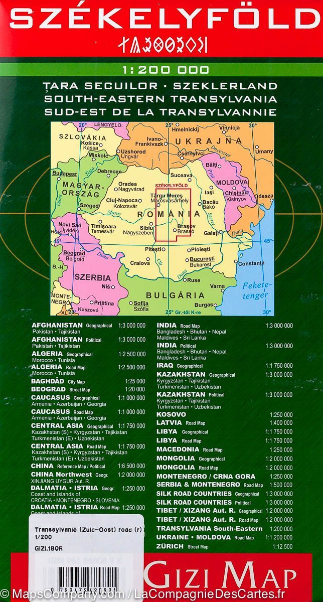 Carte détaillée - Transylvannie Sud-Est (Roumanie) | Gizi Map carte pliée Gizi Map 