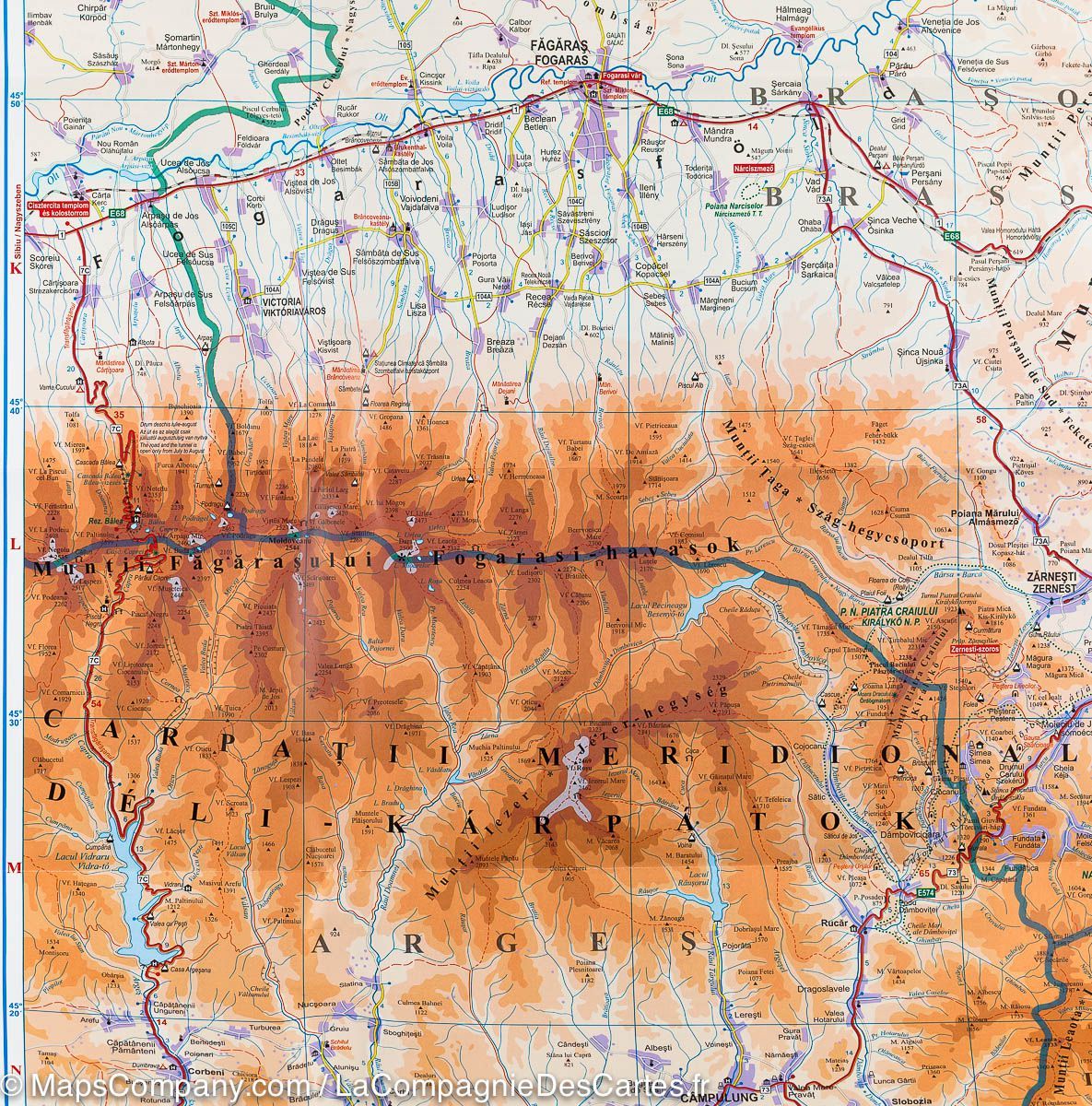 Carte détaillée - Transylvannie Sud-Est (Roumanie) | Gizi Map carte routière Gizi Map