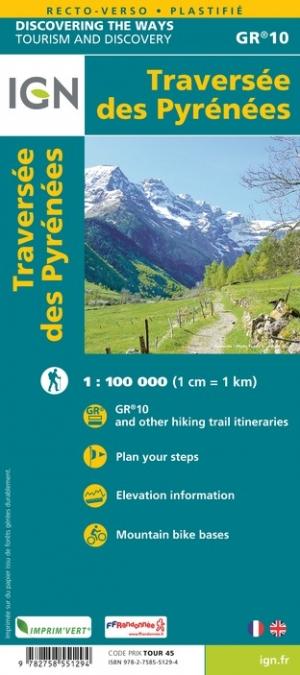 Carte détaillée - Traversée des Pyrénées | IGN carte de randonnée IGN