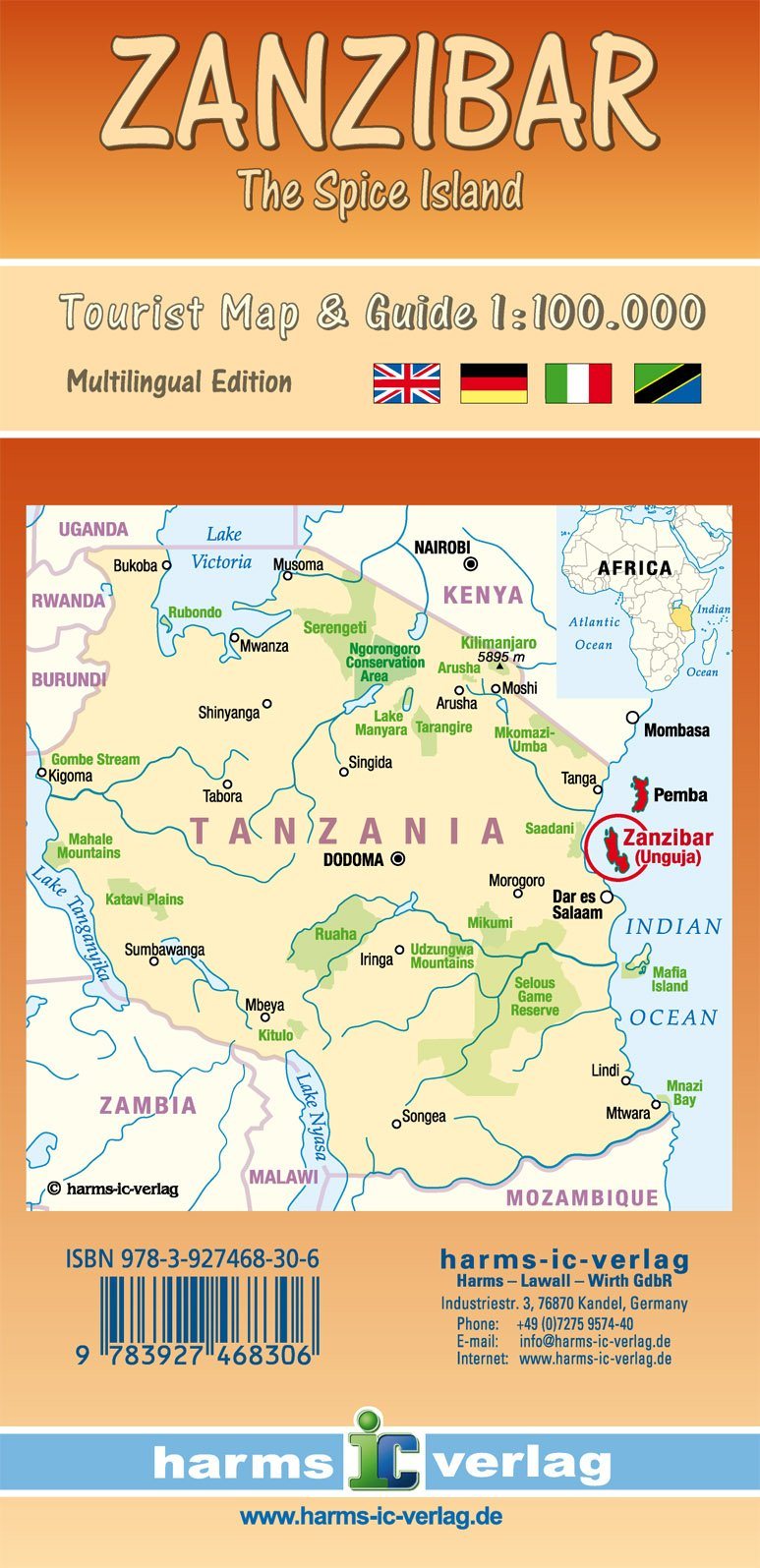 Carte détaillée - Zanzibar | Harms Verlag carte pliée Harms Verlag 