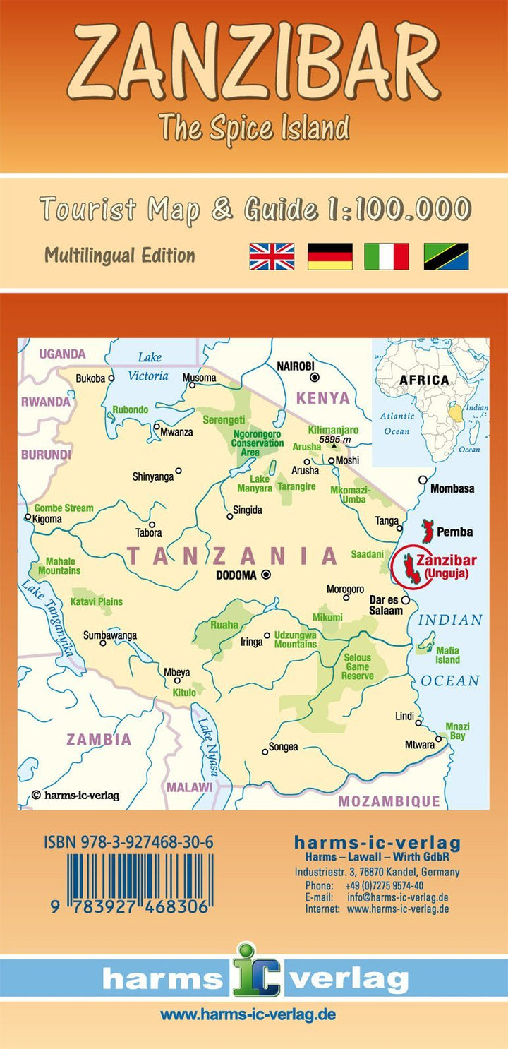 Carte détaillée - Zanzibar | Harms Verlag carte pliée Harms Verlag 