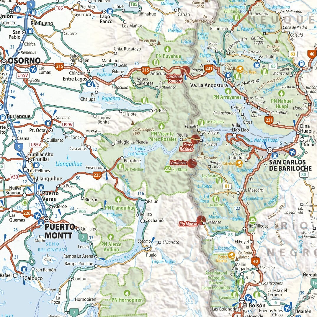 Carte d'information de la Patagonie | Zagier y Urruty carte routière Zagier y Urruty