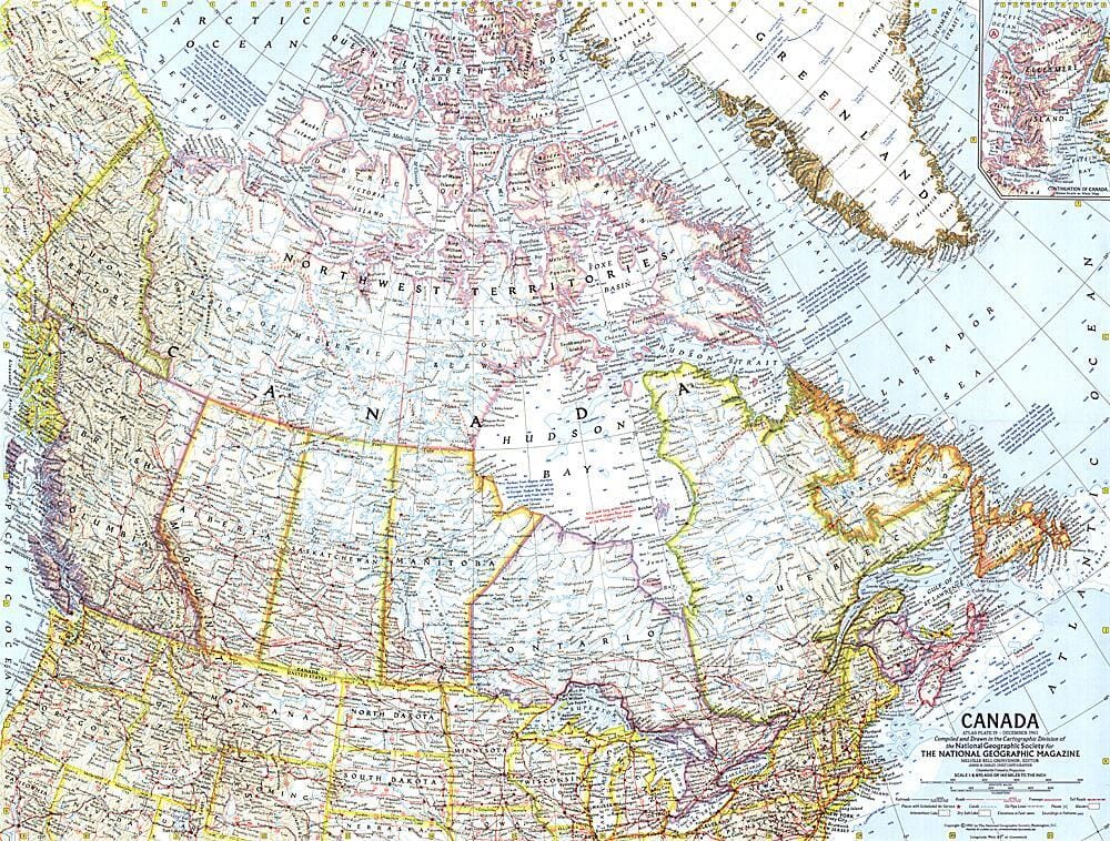 Carte du Canada de 1961 carte murale roulée (en tube) National Geographic Historic POD Default Title