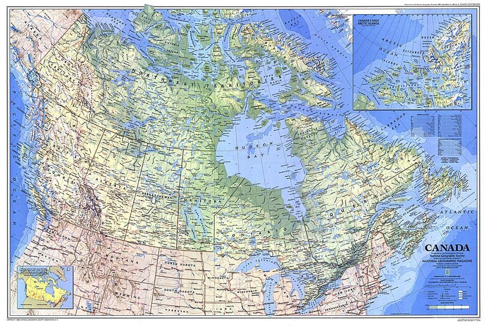 Carte du Canada de 1985 carte murale roulée (en tube) National Geographic Historic POD Default Title
