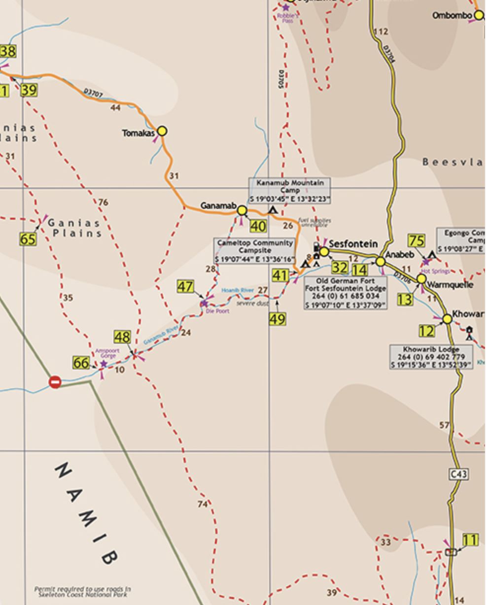 Carte du Kaokoland - Namibie nord-ouest | Infomap carte pliée Infomap 