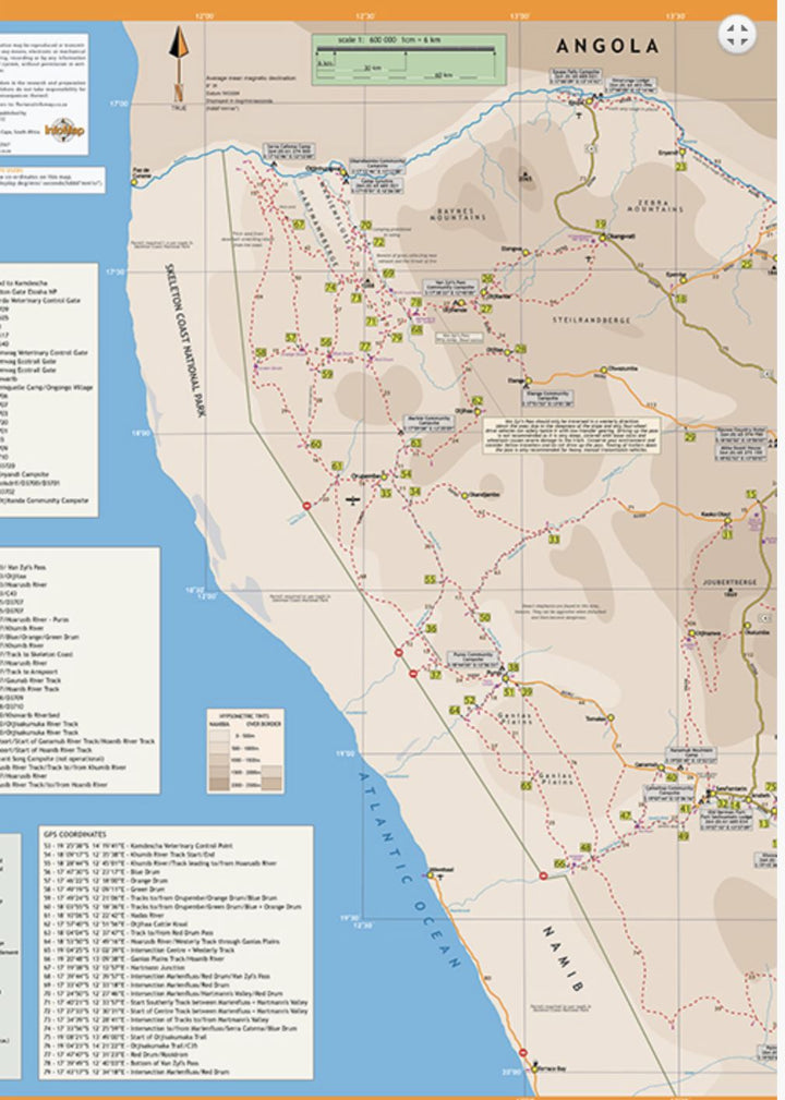 Carte du Kaokoland - Namibie nord-ouest | Infomap carte pliée Infomap 