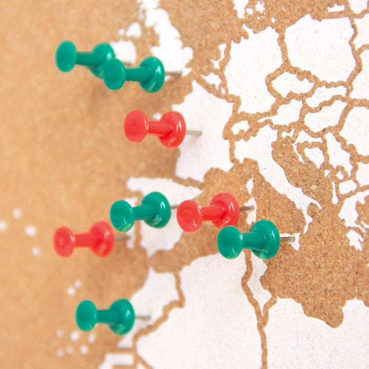 Carte du monde en liège - couleur naturelle, impression blanc | Miss Wood carte murale grand tube Miss Wood 