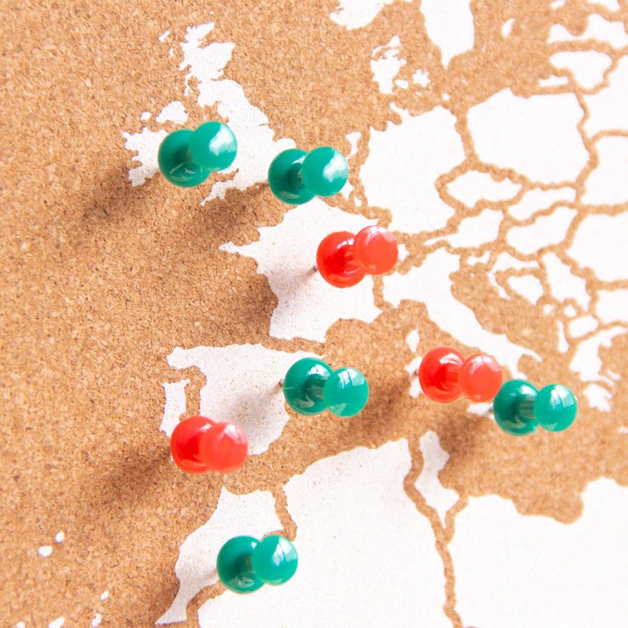 Carte du monde en liège - couleur naturelle, impression blanc | Miss Wood carte murale grand tube Miss Wood 