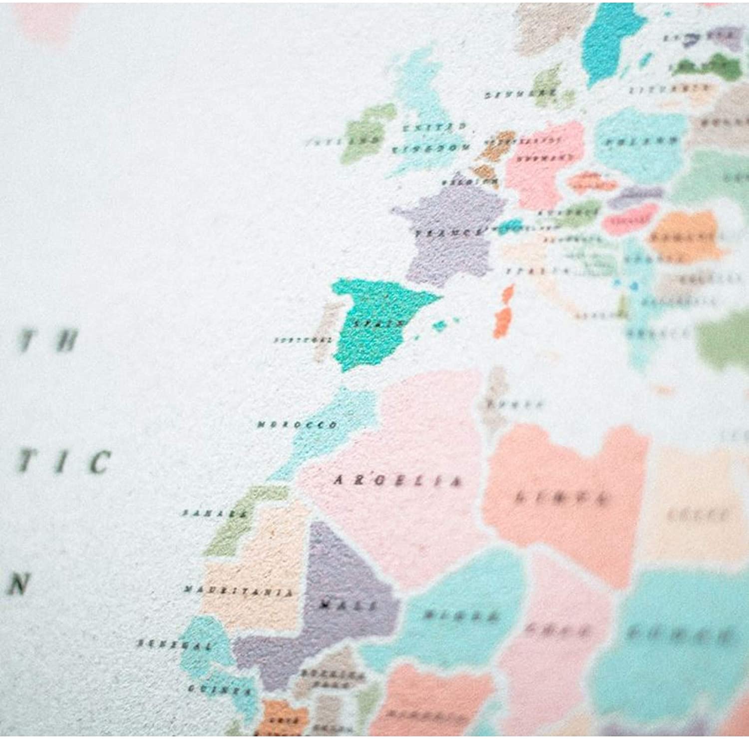 Carte du monde en liège, style Rétro (60 x 45 cm) | Miss Wood carte murale livrée à plat Miss Wood