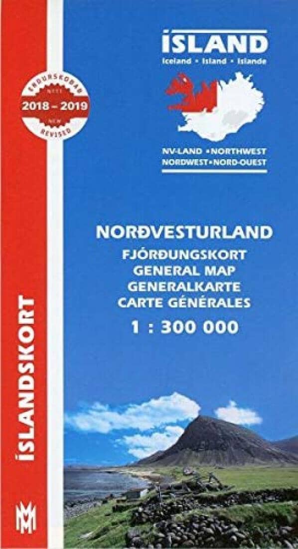 Carte du nord-ouest de l'Islande | Mal og menning carte routière Mal og menning Default Title