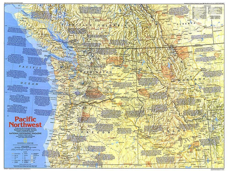 1986 Pacific Northwest Map Side 1 Wall Map 