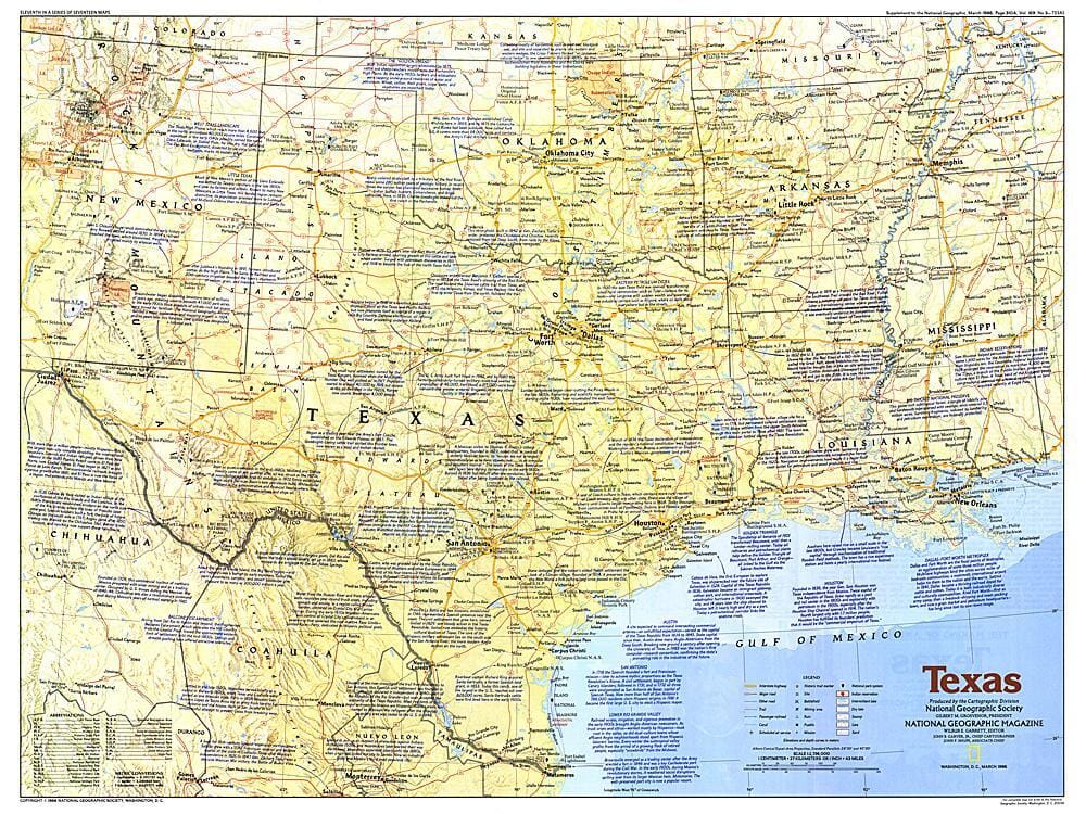Carte du Texas 1986 carte murale roulée (en tube) National Geographic Historic POD Default Title