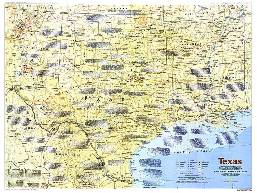 1986 Texas Map Wall Map 