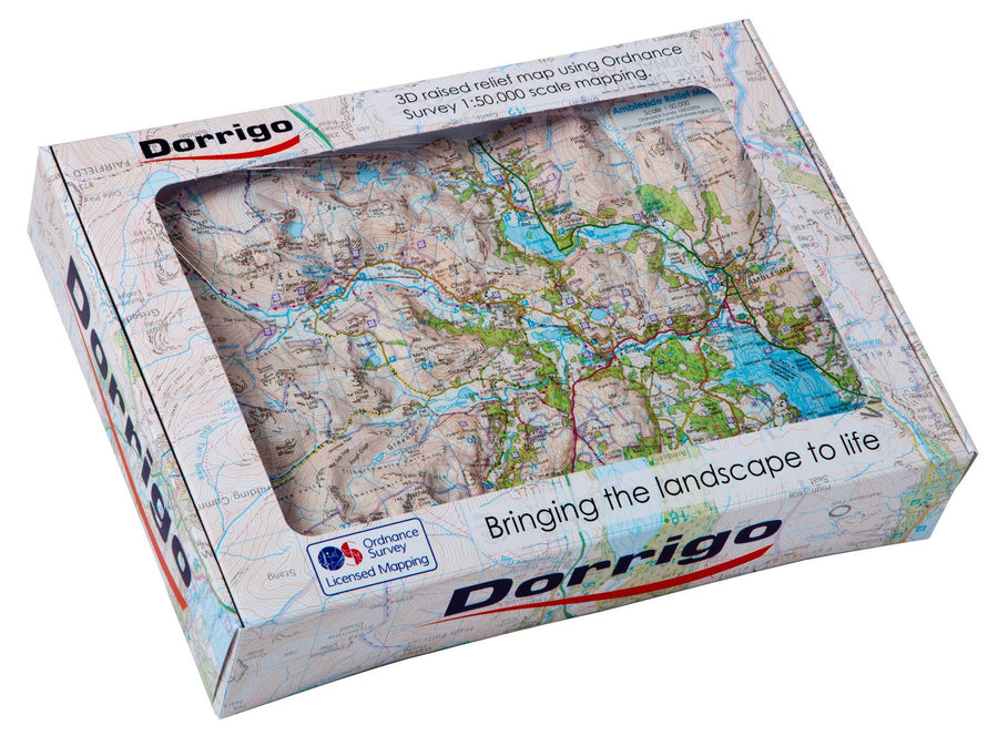 Carte en relief - Ambleside (Cumbria, Angleterre) - Format A4 | Dorrigo carte relief petit format Dorrigo 