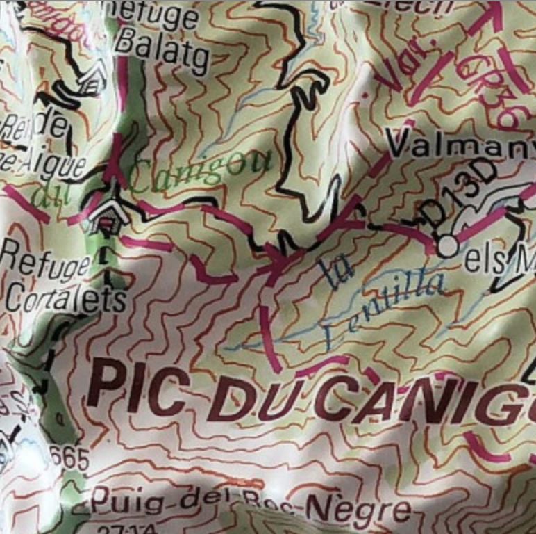 Carte en relief - Pyrénées ariégeoises et catalanes | IGN carte relief grande dimension IGN 
