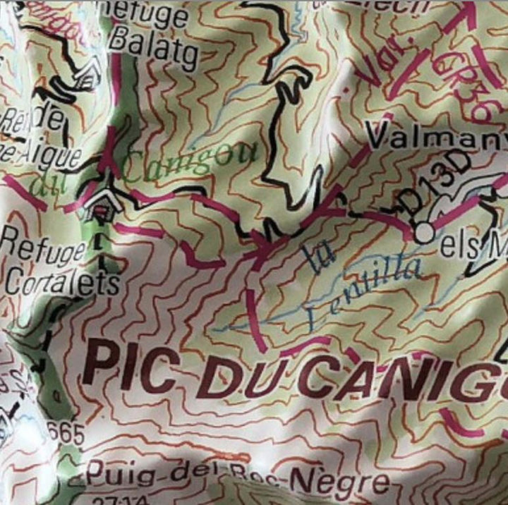 Carte en relief - Pyrénées ariégeoises et catalanes | IGN carte relief grande dimension IGN 
