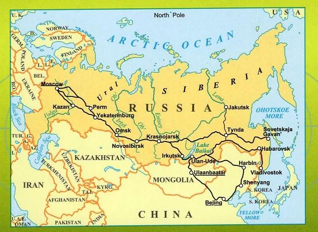 Carte ferrovière - Trans-Siberian Railway | Gizi Map carte routière Gizi Map