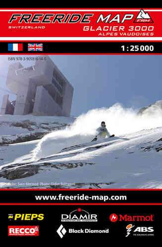 Carte Freeride - Glacier 3000, Alpes Vaudoises | Freeride Map carte de randonnée Freeride Map